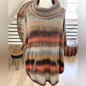 Poncho, La Fee Vert, NWT, Earthy Turtle Neck / Cowell Neck Sweater Poncho M / L,